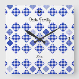 Relógio Quadrado Diamond Check Blue White