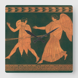 Relógio Quadrado Diana e um Anjo, Mitologia Romana Vintage