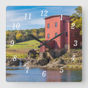 Relógio Quadrado Dillard Mill Autumn Wall Clock