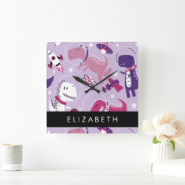 Relógio Quadrado Dinossauros Espaciais, Dinossauros Bonitos, Estrel