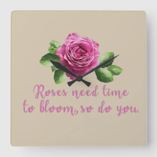 Relógio Quadrado Ditos engraçados sobre rosas e amor