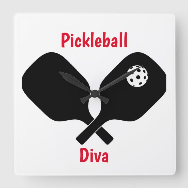 Relógio Quadrado Divã de Pickleball  (Frente)