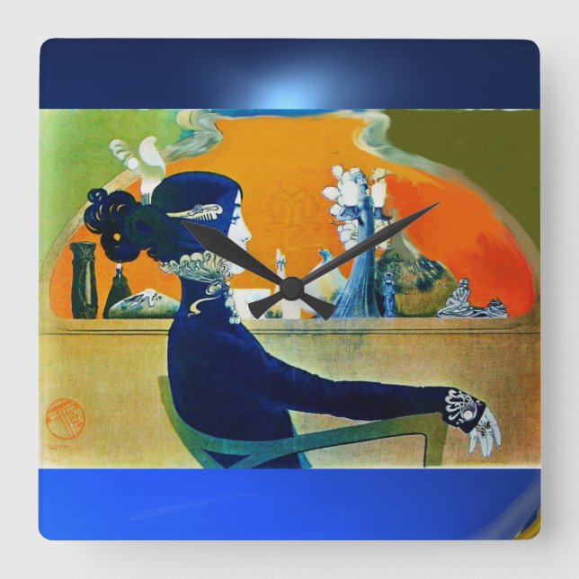 RELÓGIO QUADRADO DIVA EM AZUL (Frente)