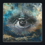 Relógio Quadrado Divine Eye Wall Clock<br><div class="desc">The All-Seeing Eye,  or Eye of Providence,  symbolizes divine omniscience,  protection,  and moral oversight,  representing a higher power that watches over humanity. This unique pattern was made by the polymer clay & mixed media artist Deborah K using AI.</div>