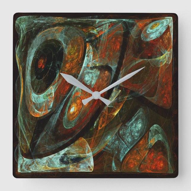 Relógio Quadrado Divisão de Abstrato de Tempo (Frente)