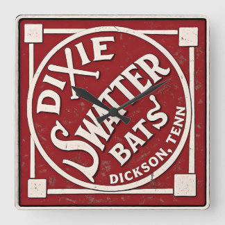 Relógio Quadrado Dixie Swatter Bats Logotipo Antigo Dickson Tenness