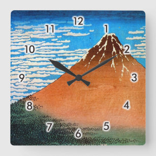 Relógio Quadrado ） do 赤富士 do （do 凱風快晴, 北斎 Mon