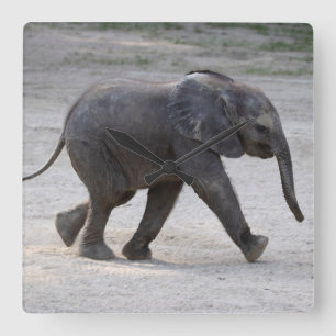 Relógio Quadrado Doce Elefante De Bebê Kibali