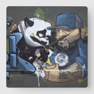 Relógio Quadrado Doce Sad Panda Encontrou Um Amigo