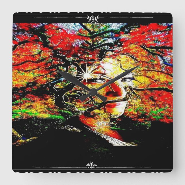 Relógio Quadrado Doces do outono (Frente)