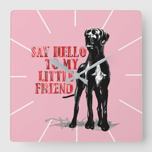 Relógio Quadrado Doggen Wanuhr Lustig (Frente)