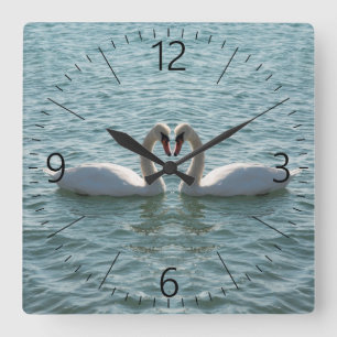 Relógio Quadrado Dois cisnes