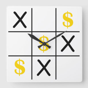 Relógio Quadrado Dólar Tic Tac Toe