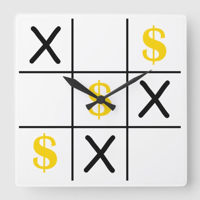 Relógio Quadrado Dólar Tic Tac Toe (Frente)