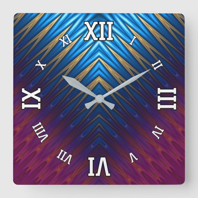 Relógio Quadrado Dourada da Cordilha Azul (Frente)