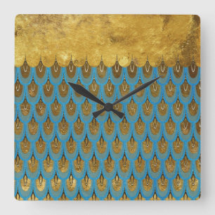 Relógio Quadrado Dourada Princesa Brilhante, Scalse de Sereia