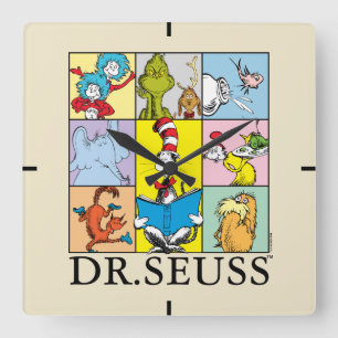 Relógio Quadrado Dr. Seuss Histórias Gráficas