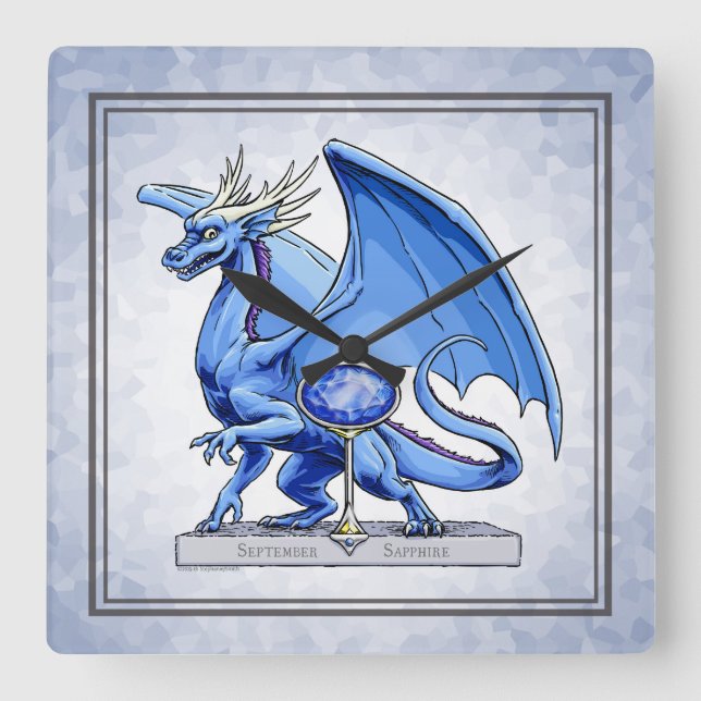 Relógio Quadrado Dragão de Birthstone de setembro: Sapphire (Frente)