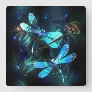 Relógio Quadrado Dragonflies de lago