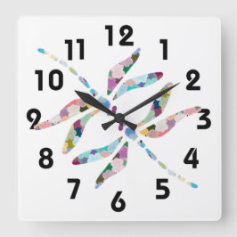 Relógio Quadrado Dragonflies Wall Clock