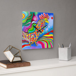 Relógio Quadrado "Dreamscape Bird". Um abstrato surreal