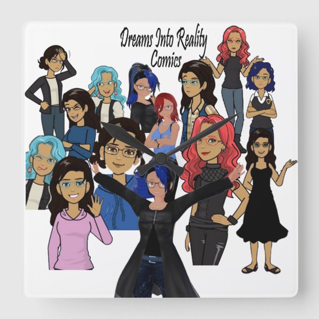 Relógio Quadrado DreamsIntoRealityComics Ashlyn Tempest Art Cobrir (Frente)