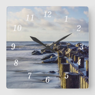 Relógio Quadrado Dreamy Folly Seawall Wall Clock