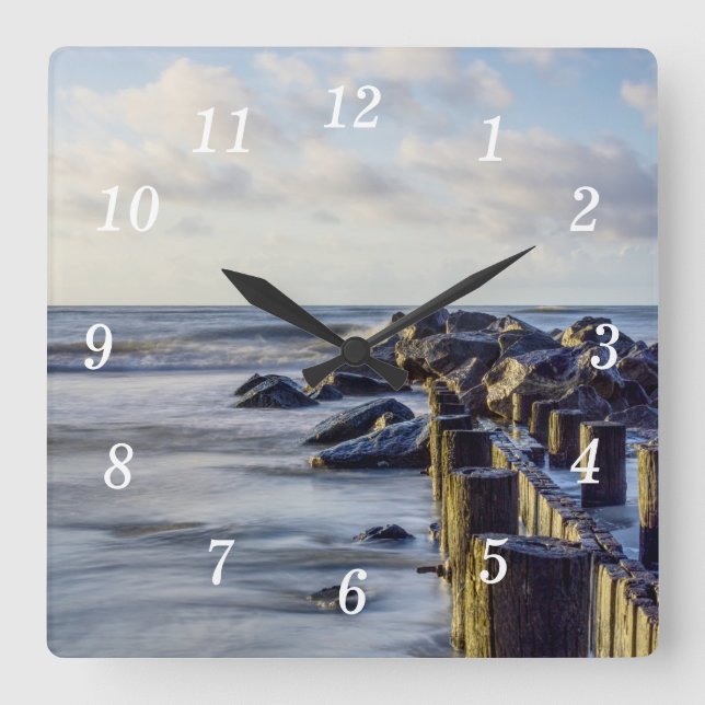 Relógio Quadrado Dreamy Folly Seawall Wall Clock (Frente)