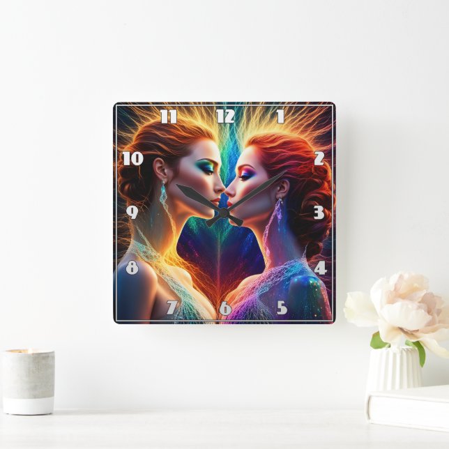 Relógio Quadrado Dualidade Enigmática de Modelos Animados de Cabelo (Lar)