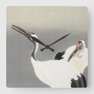 Relógio Quadrado Duas gruas, 1900-1930, por Ohara Koson