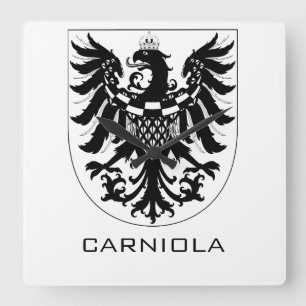 Relógio Quadrado Ducado de Carníola Arte Heráldica Monocromática