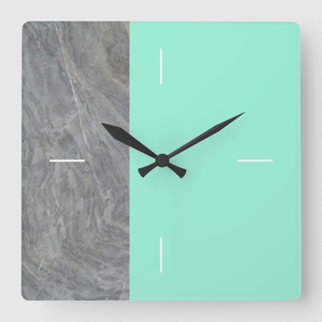 Relógio Quadrado DUET | marble sea green ou qualquer cor (Frente)