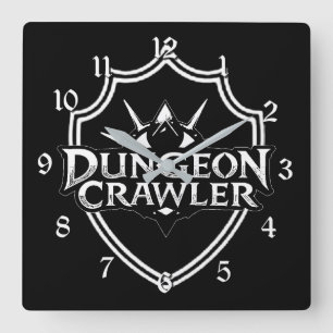 Relógio Quadrado Dungeon Crawler Preto e Branco