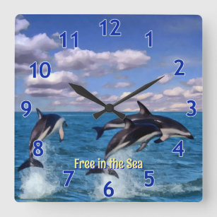 Relógio Quadrado Dusky Dolphins at Play