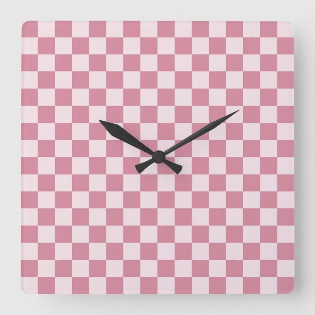 Relógio Quadrado Dusty rose checkerboard pattern (Frente)