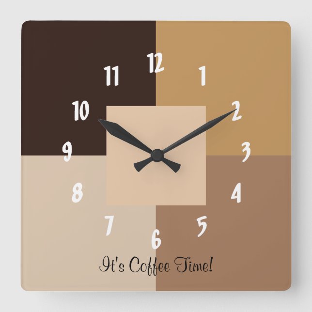 Relógio Quadrado É tempo do café! (Frente)