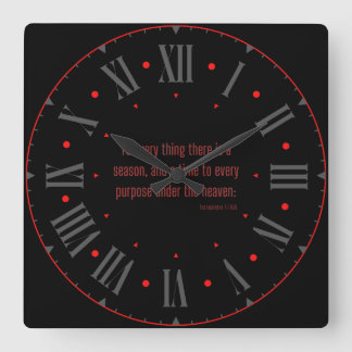 Relógio Quadrado Eclesiastes 3:1 Bíblia KJV Verso II Numeral Romano
