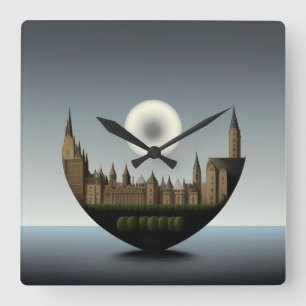 Relógio Quadrado Ecos da Ética: A Reflexão Invertida