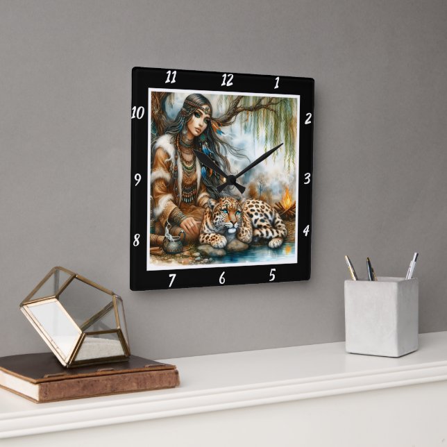 Relógio Quadrado Ecos Nativos: Sonho de Montanha Montanheira de Mon (Escritório)