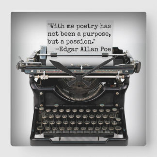 Relógio Quadrado Edgar Allan Poe Wall Clock