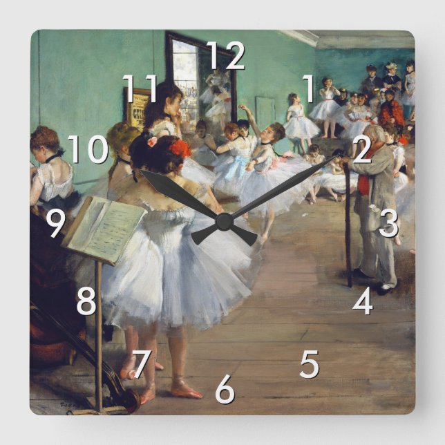 Relógio Quadrado Edgar Degas - A Classe da Dança (Frente)