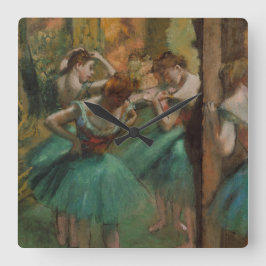 Relógio Quadrado Edgar Degas Dancers Pink e Green