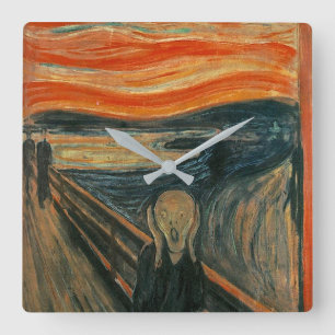 Relógio Quadrado Edvard Munch Pintando O Gritar (Skrik) 1893