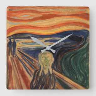 Relógio Quadrado Edvard Munch Pintando O Gritar (Skrik) 1910