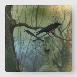 Relógio Quadrado Eerie Crow