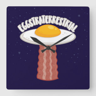 Relógio Quadrado Eggstraterrestre Com Texto
