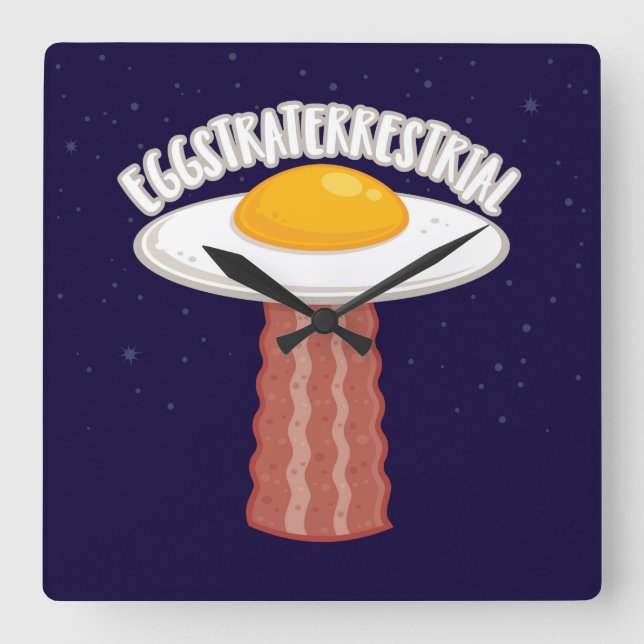 Relógio Quadrado Eggstraterrestre Com Texto (Frente)