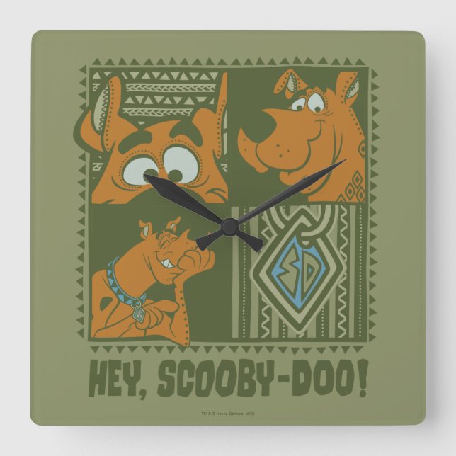 Relógio Quadrado Ei Scooby-Doo Tribal Square Graphic (Frente)