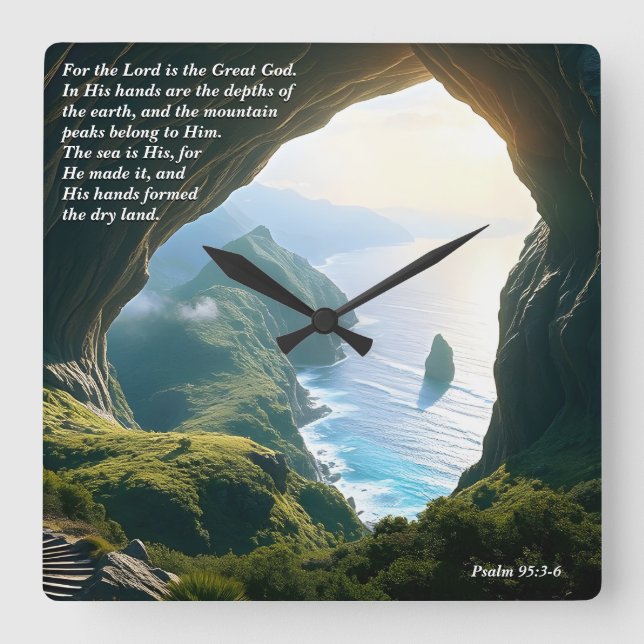 Relógio Quadrado Ele é o Deus Excelente, Deus e Criação Verso (Frente)
