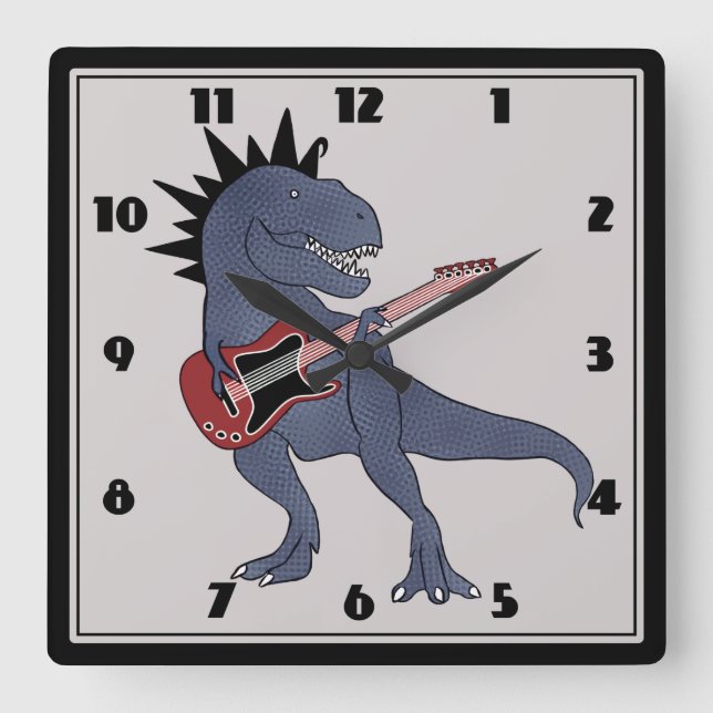 Relógio Quadrado Ele-Rex pulso de disparo de parede da guitarra (Frente)